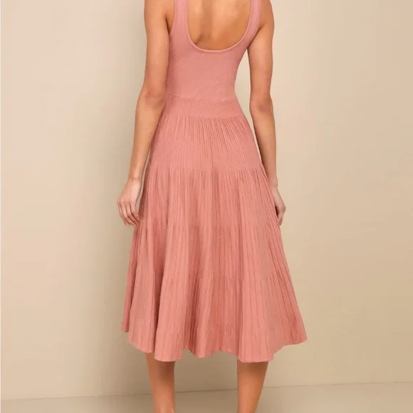 Lulus Dusty Rose Midi Sweater Dress, Size S - Picture 2 of 4